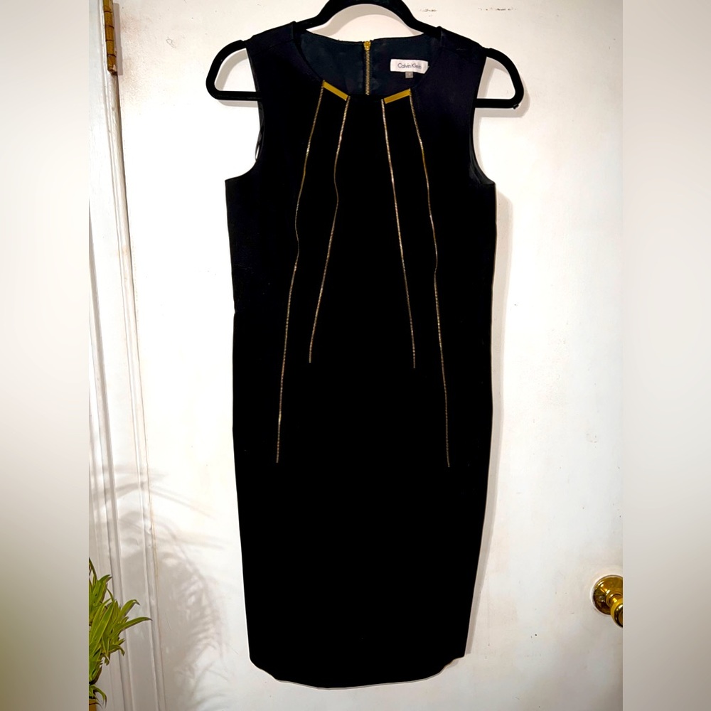 Calvin Klein | Little black dress with gold zipper design Sz. 6 GUC